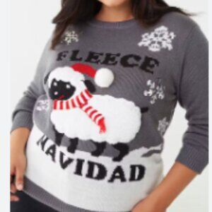🆕 Forever 21 Plus Fleece Navidad Ugly Christmas Holiday Sheep Sweater 0X